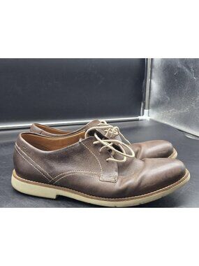 Clarks 16501 Shoes Mens Size 11 Brown Leather Lace Up Casual Damaged Sneakers